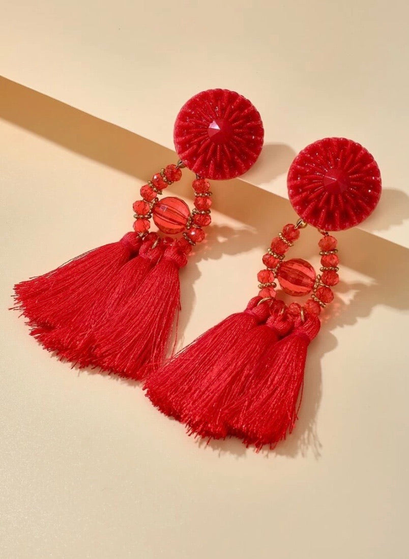 Scarlet Tassel Earrings