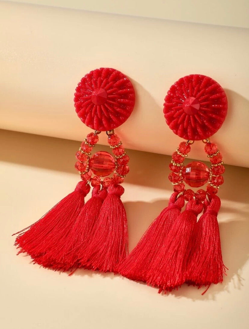 Scarlet Tassel Earrings